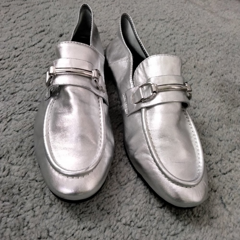 steven by steve madden silver loafers,